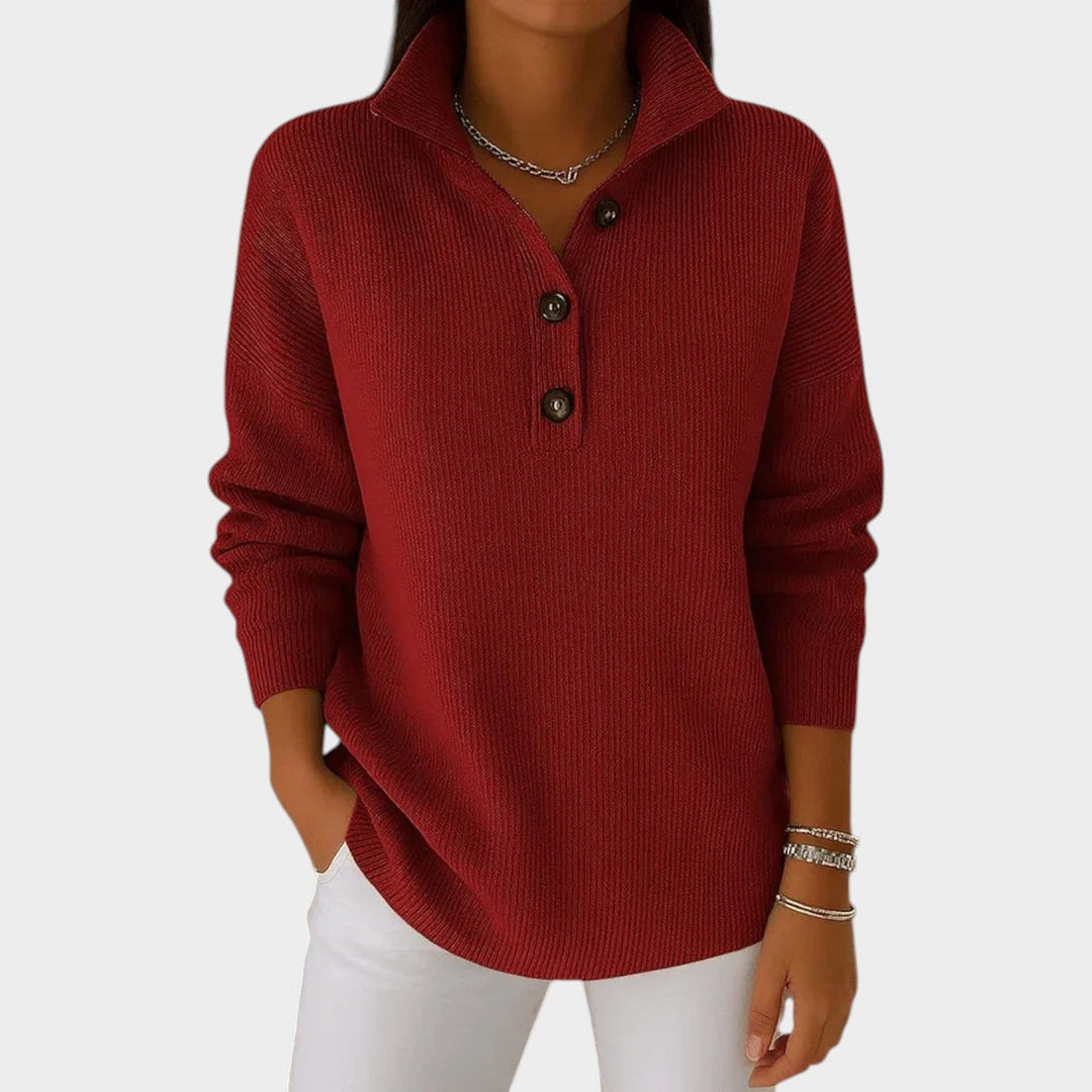 Women's Knit Sweater Polo V-Neck