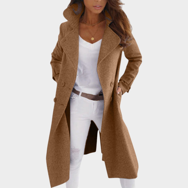 Women's Long Hooded Coat Fitted Contrast Sleeve