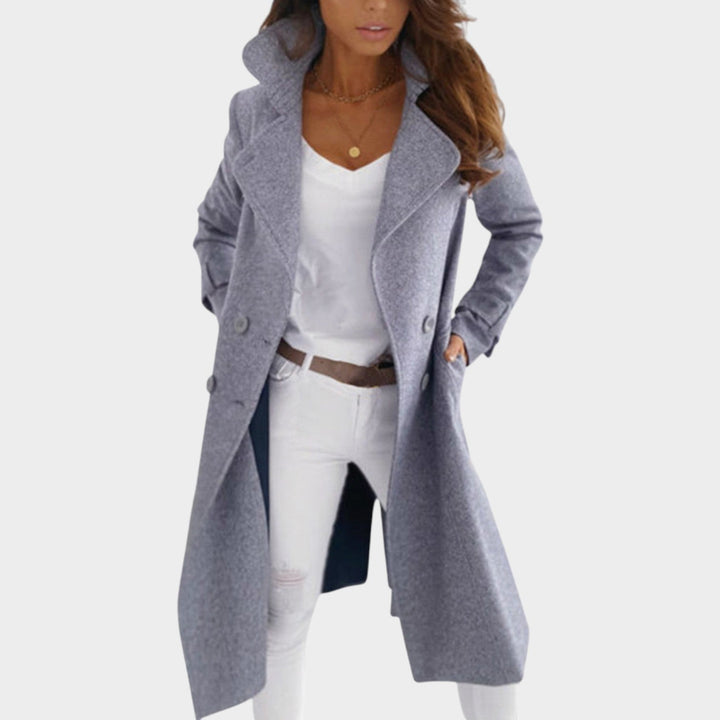 Women's Long Hooded Coat Fitted Contrast Sleeve