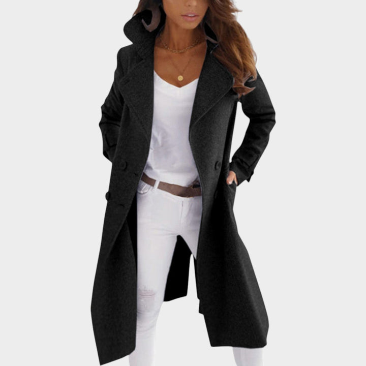 Women's Long Hooded Coat Fitted Contrast Sleeve