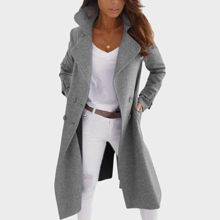 Women's Long Hooded Coat Fitted Contrast Sleeve