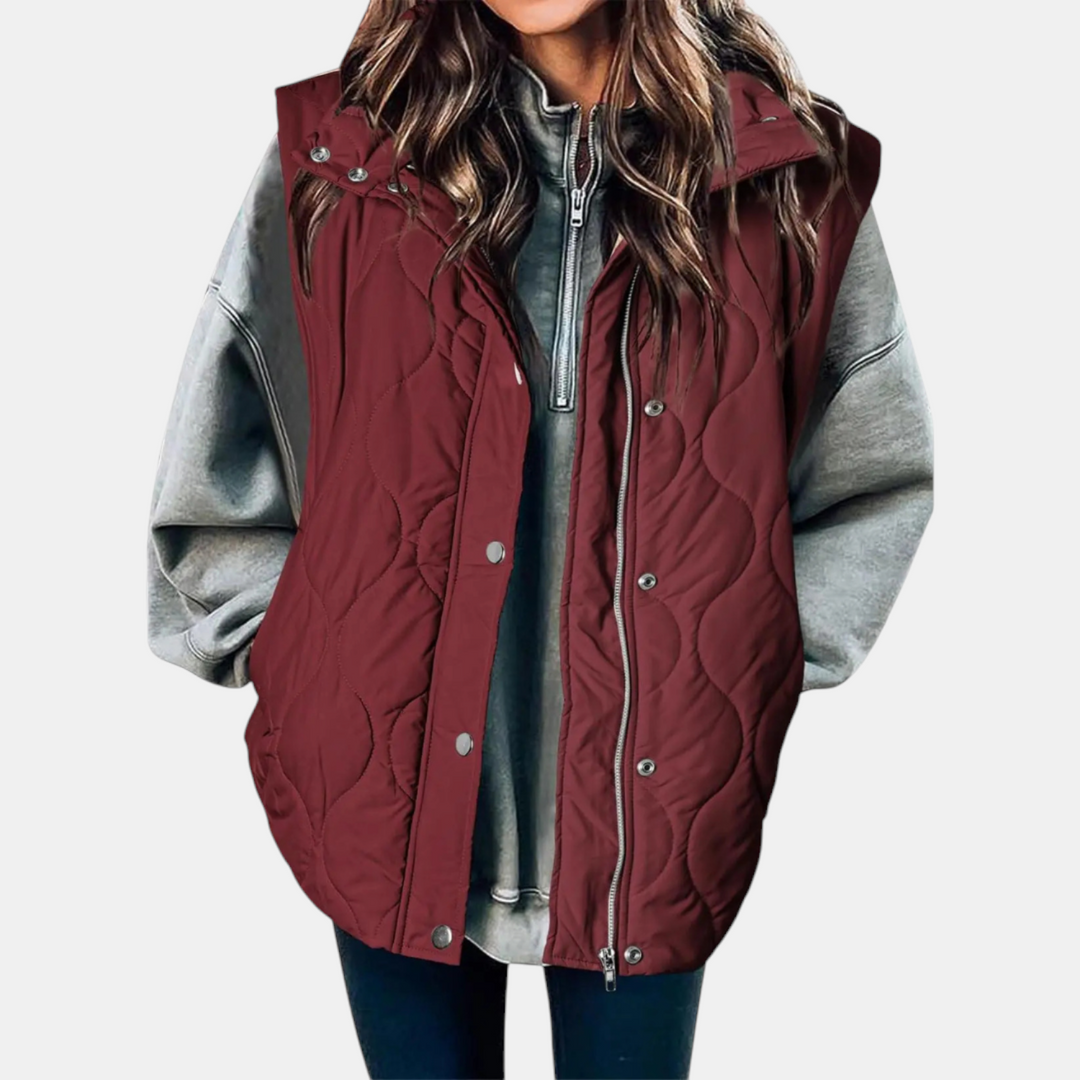 Women’s Sleeveless Jacket Button Front with Practical Pockets