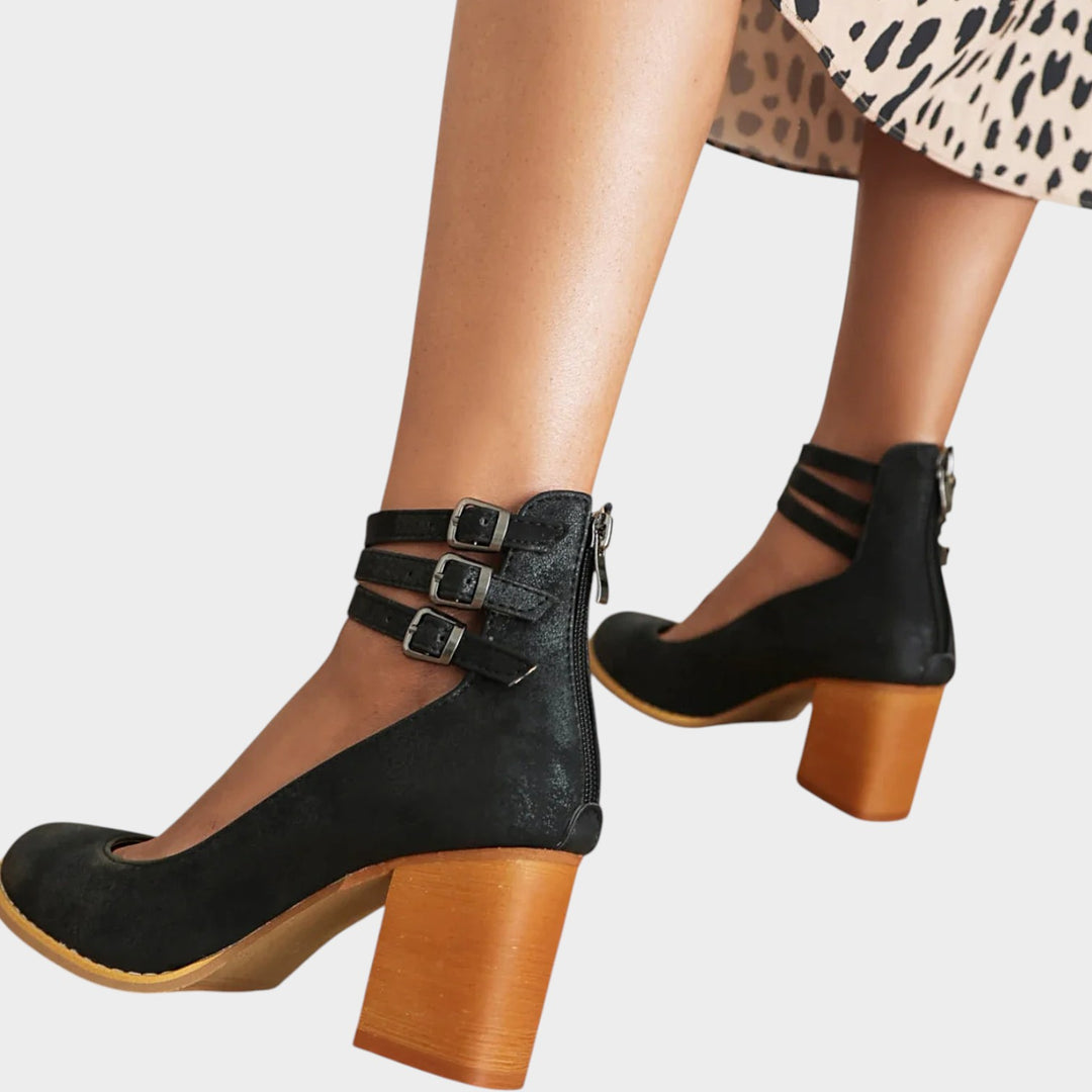 Multi-Strap Block Heel Pumps