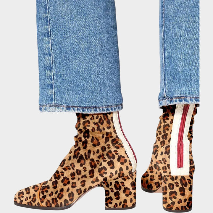 Women's Suede Ankle Boots Block Heel & Square Toe