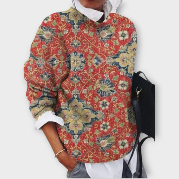 Women's Printed Round Neck Knit Sweater