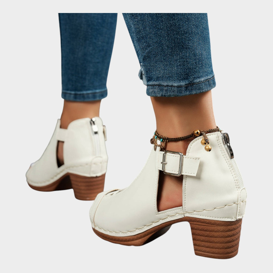 Cutout Lace-Up Block Heel Sandals