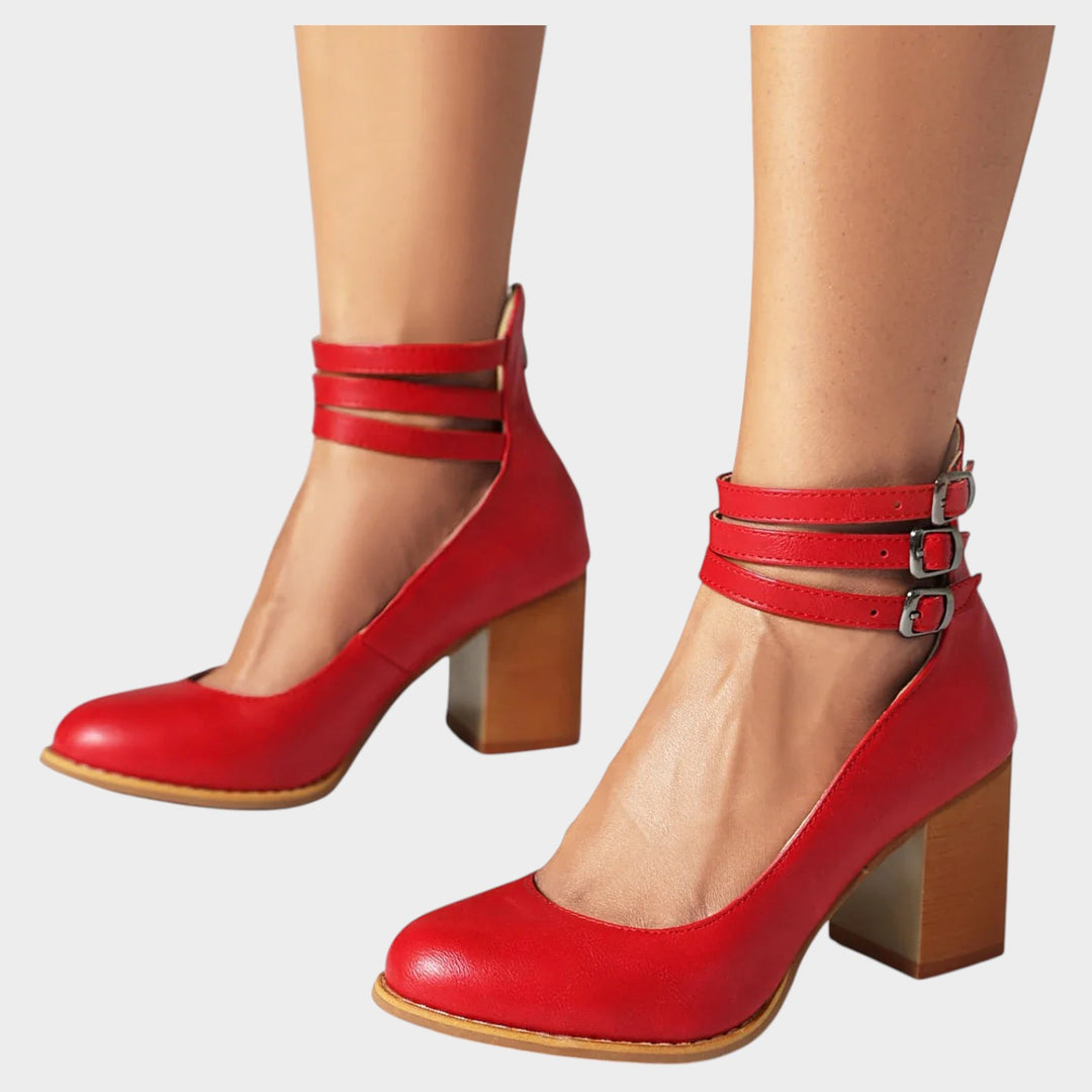 Multi-Strap Block Heel Pumps
