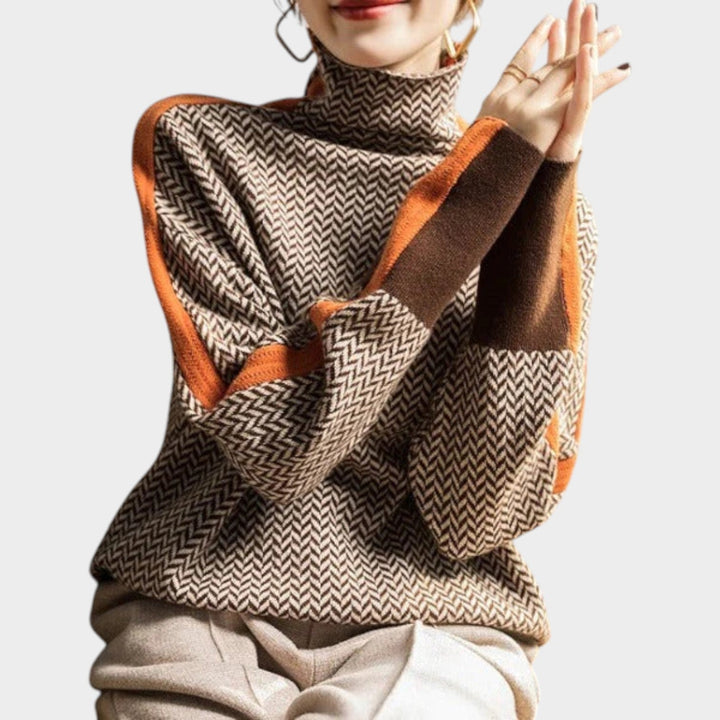 Women's Pattern Knit Turtleneck Sweater