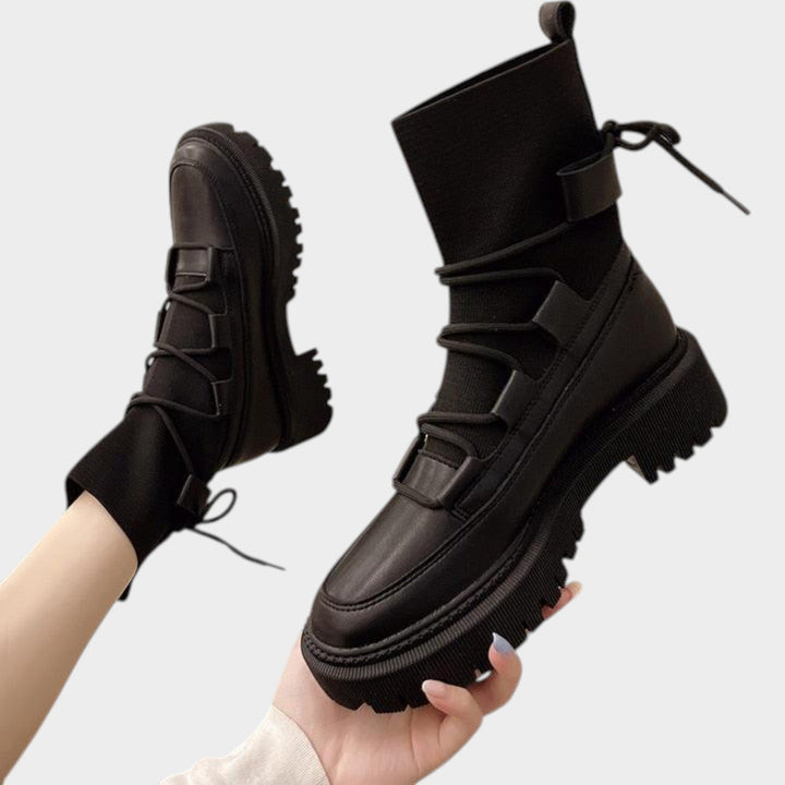 Women's Ankle Boots with Chunky Sole and Platform Heel