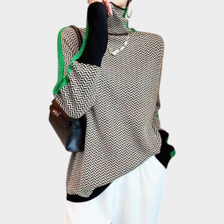 Women's Pattern Knit Turtleneck Sweater