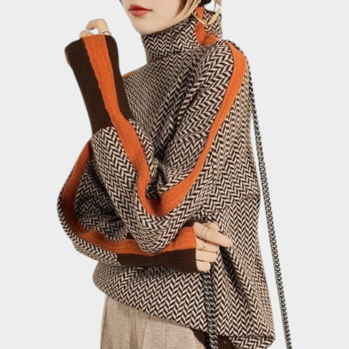 Women's Pattern Knit Turtleneck Sweater