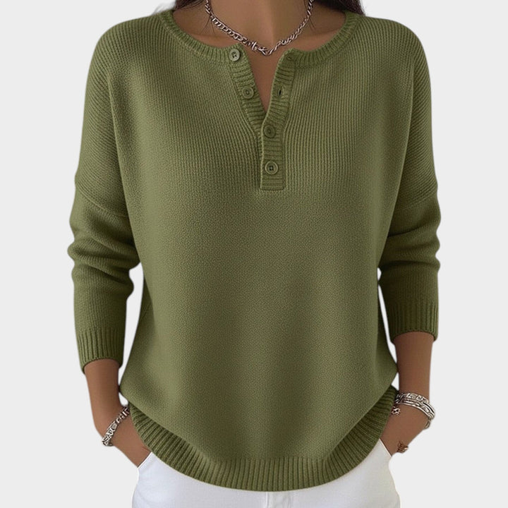Women's Knit Sweater Henley Button Front