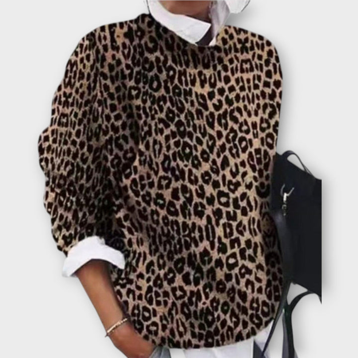 Women's Printed Round Neck Knit Sweater