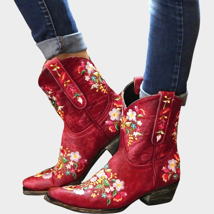 Floral Cowboy Ankle Boots
