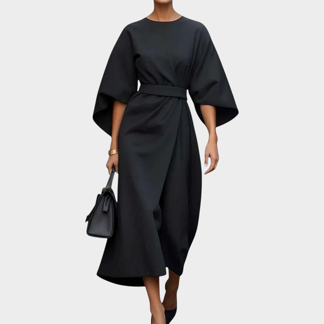Modern Elegance Belted Midi Dress