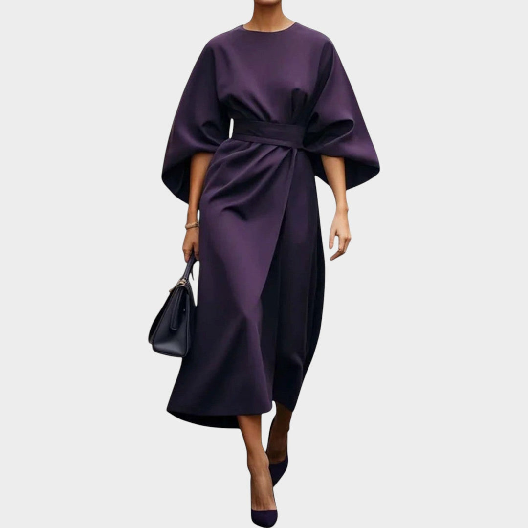 Modern Elegance Belted Midi Dress