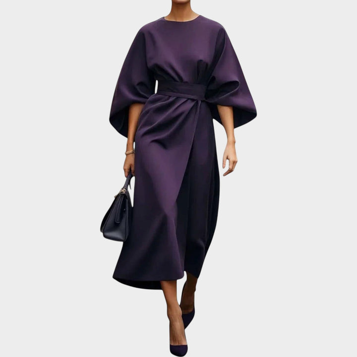 Modern Elegance Belted Midi Dress