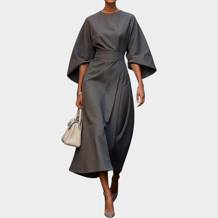 Modern Elegance Belted Midi Dress