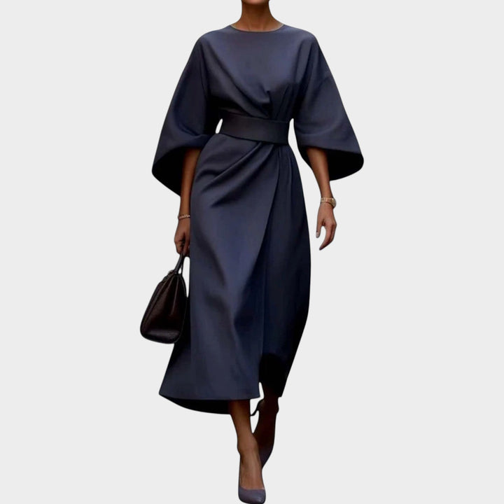 Modern Elegance Belted Midi Dress
