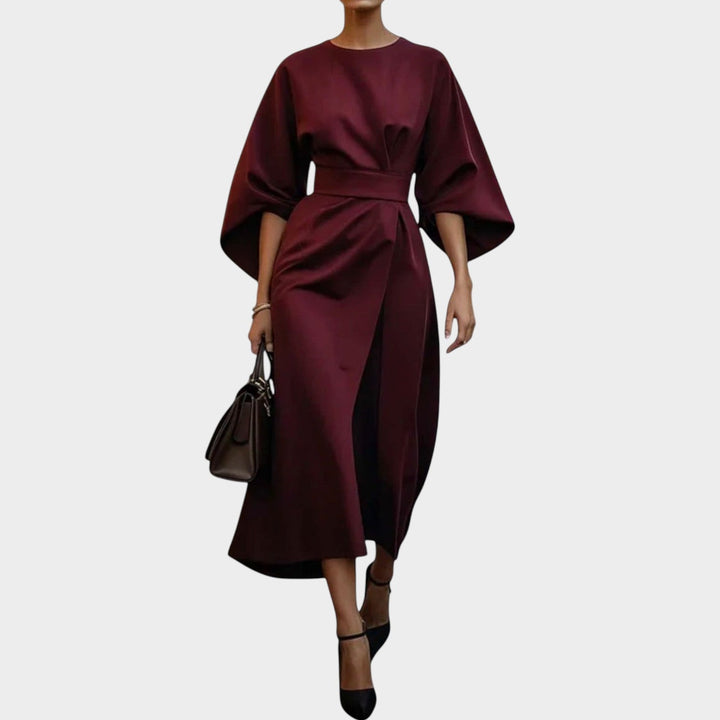 Modern Elegance Belted Midi Dress