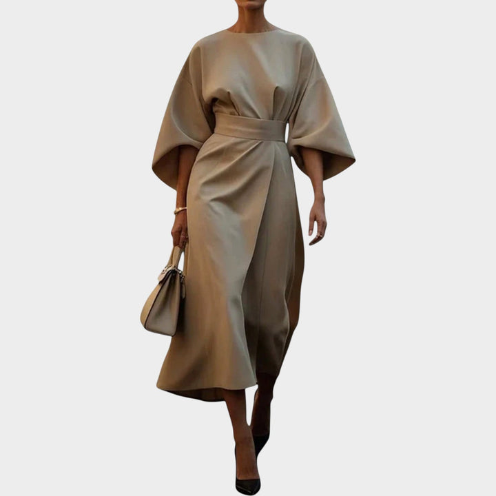 Modern Elegance Belted Midi Dress