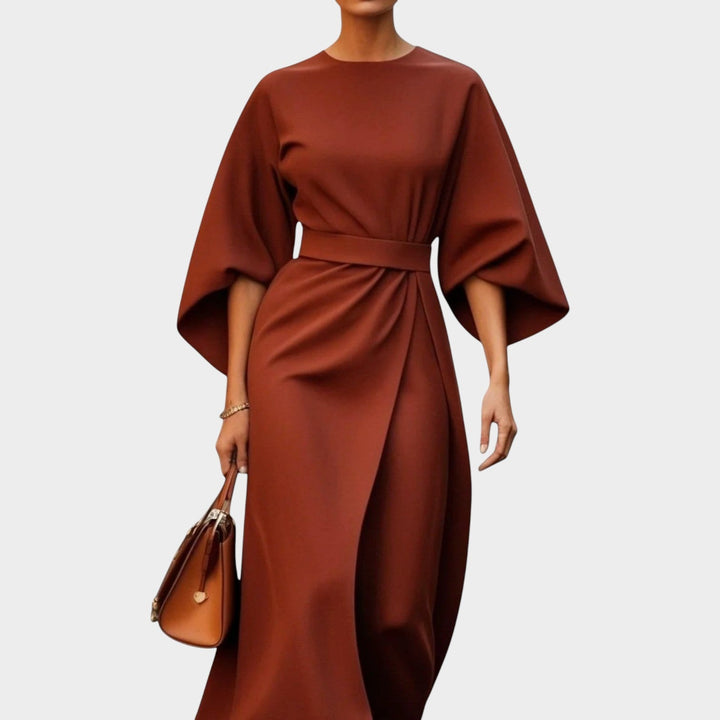 Modern Elegance Belted Midi Dress