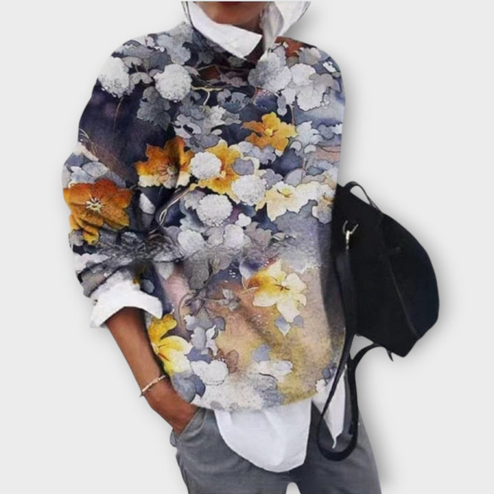 Women's Printed Round Neck Knit Sweater