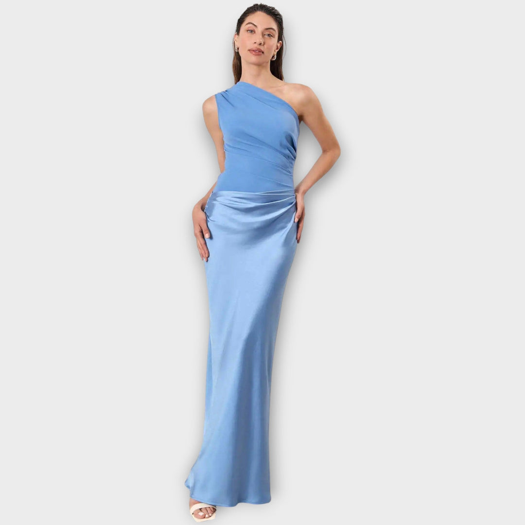 One-Shoulder Satin Evening Gown