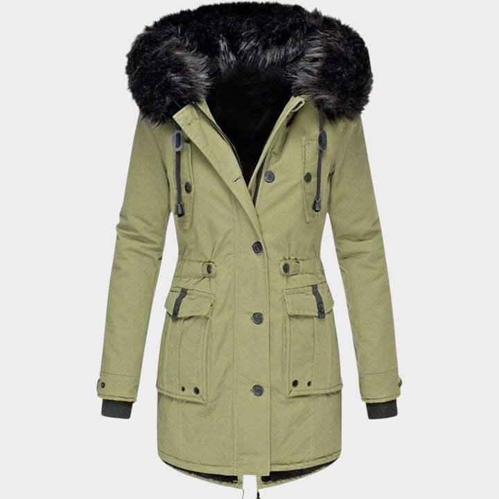 Women’s Parka Winter Coat Hooded Button Closure Pockets