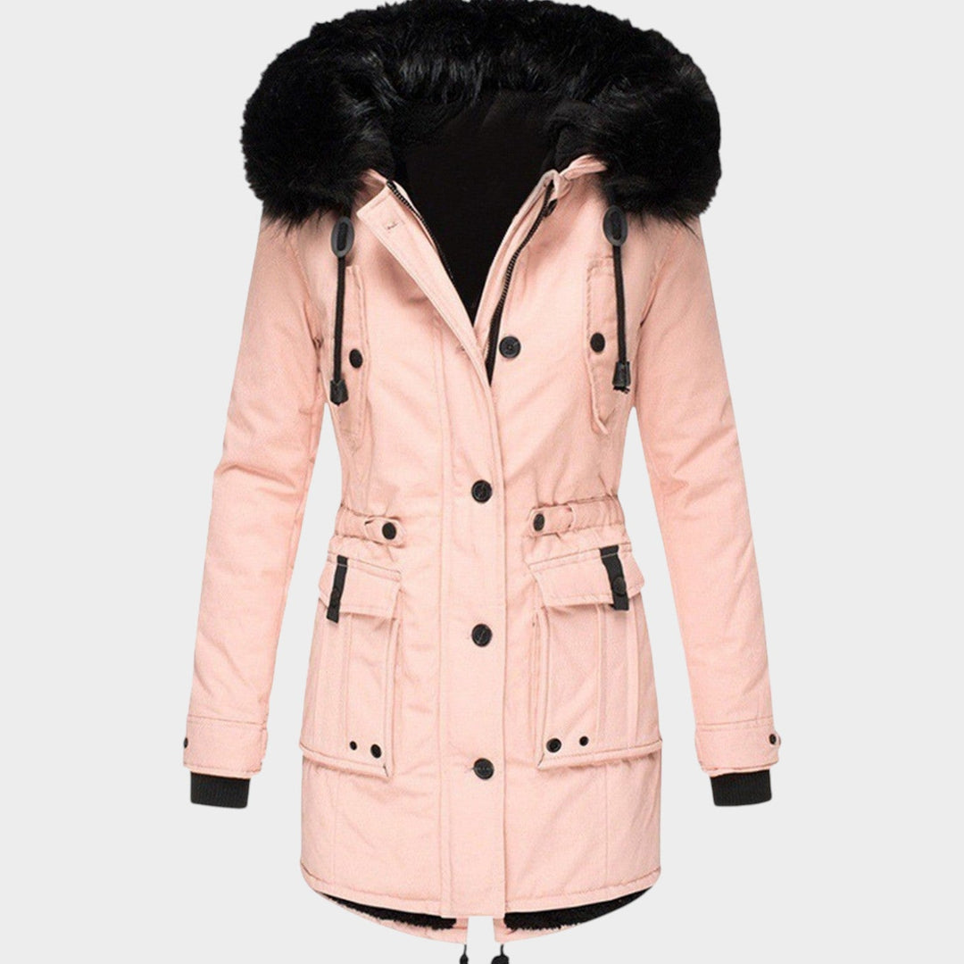 Women’s Parka Winter Coat Hooded Button Closure Pockets