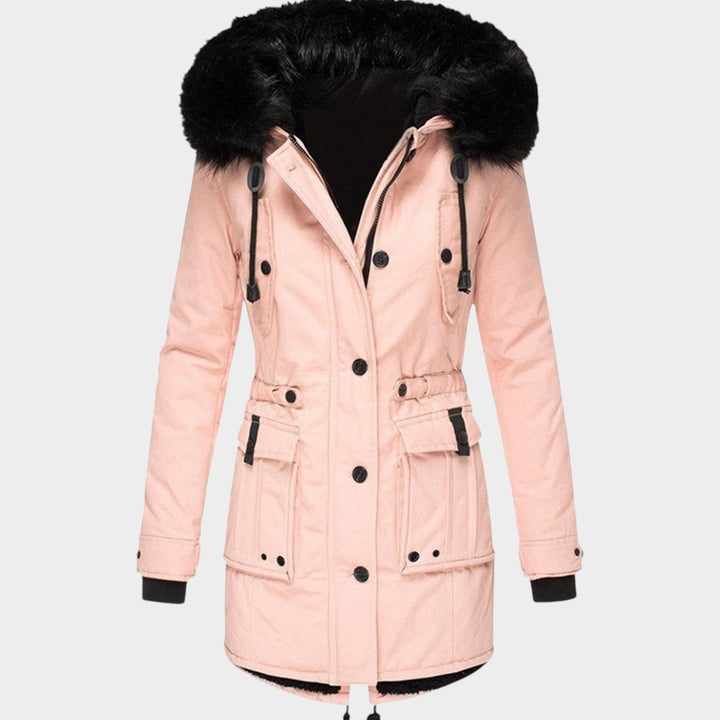 Women’s Parka Winter Coat Hooded Button Closure Pockets