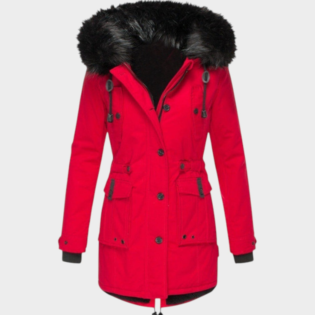 Women’s Parka Winter Coat Hooded Button Closure Pockets