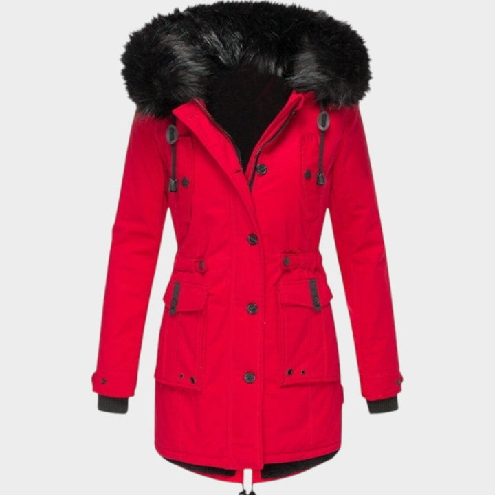 Women’s Parka Winter Coat Hooded Button Closure Pockets