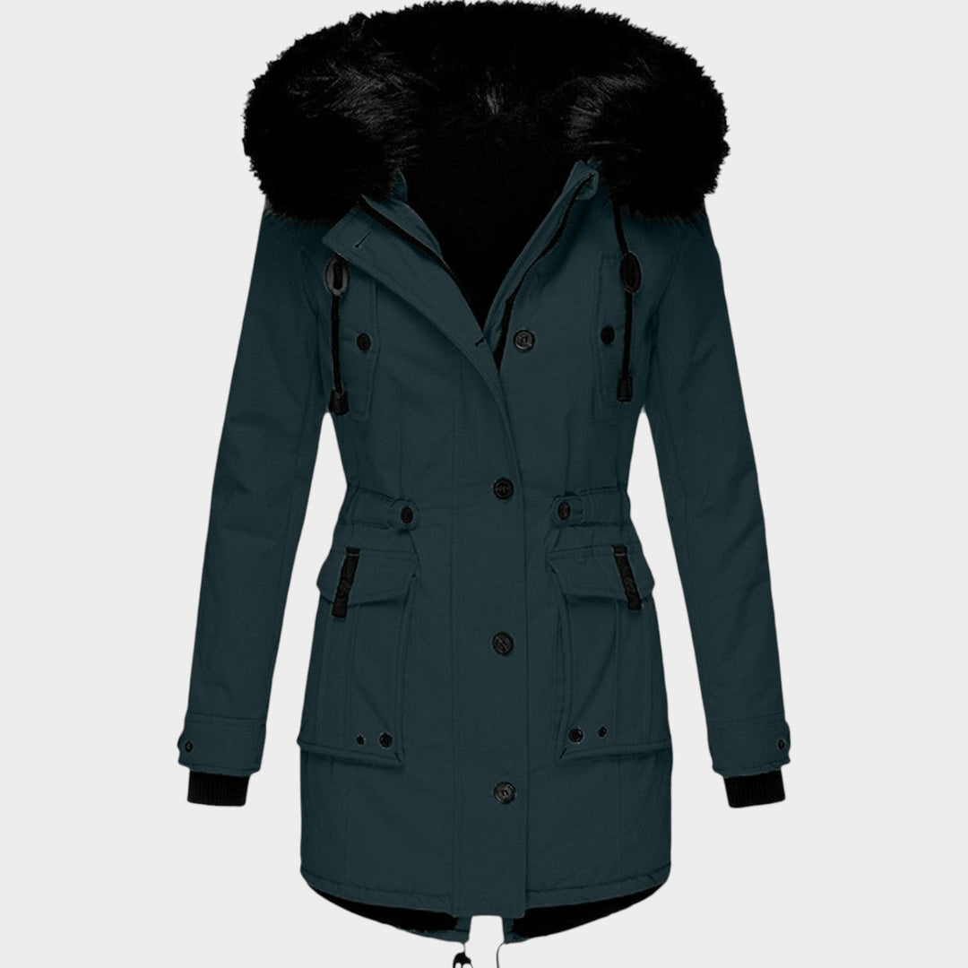 Women’s Parka Winter Coat Hooded Button Closure Pockets