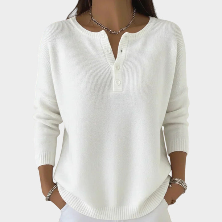 Women's Knit Sweater Henley Button Front