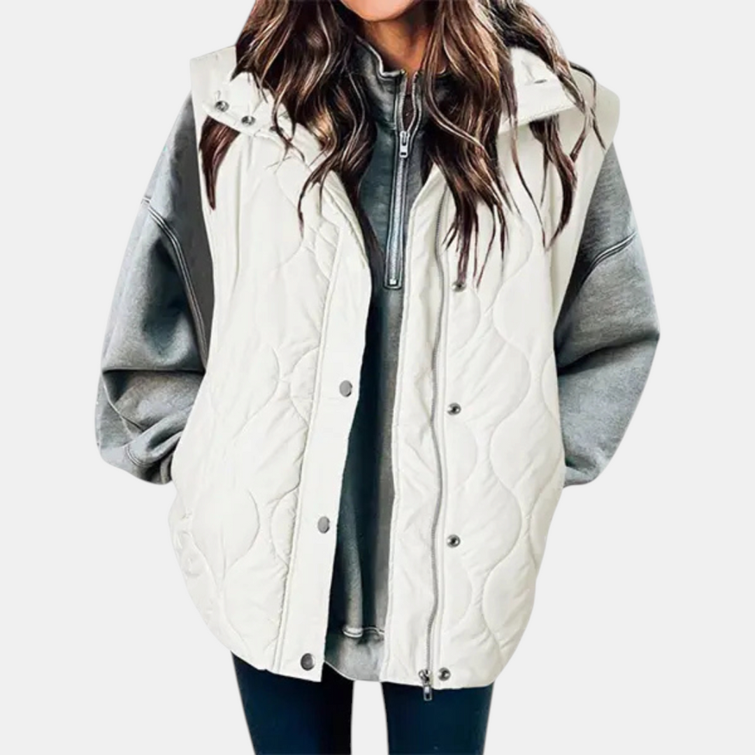 Women’s Sleeveless Jacket Button Front with Practical Pockets
