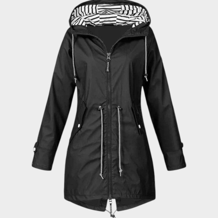 Women's Trench Coat Waterproof Hooded Zip Front