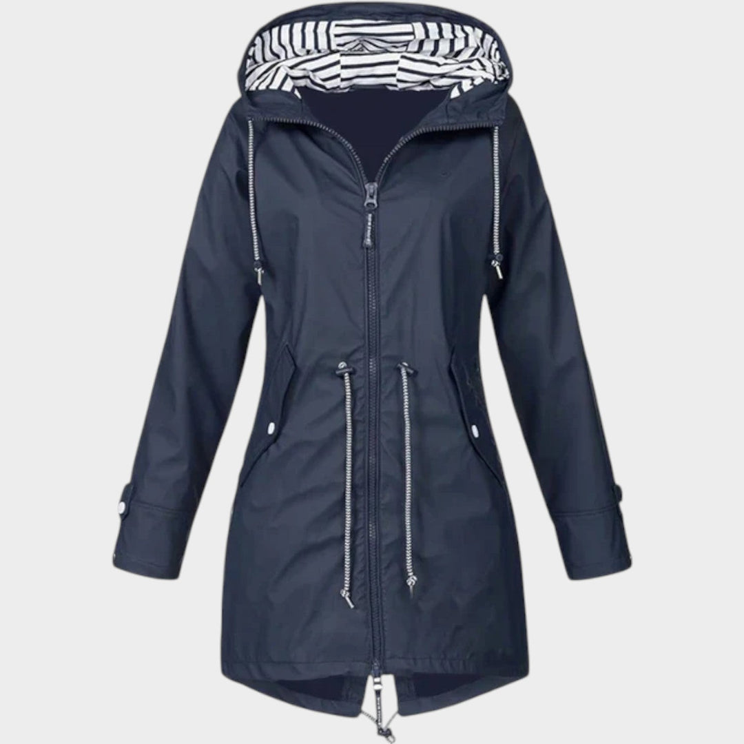 Women's Trench Coat Waterproof Hooded Zip Front