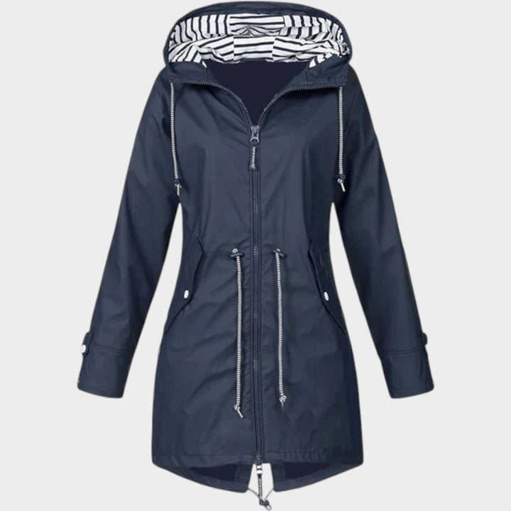 Women's Trench Coat Waterproof Hooded Zip Front