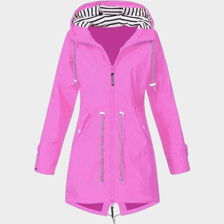 Women's Trench Coat Waterproof Hooded Zip Front