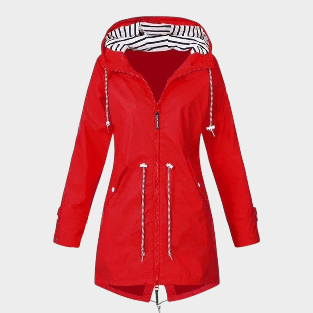 Women's Trench Coat Waterproof Hooded Zip Front