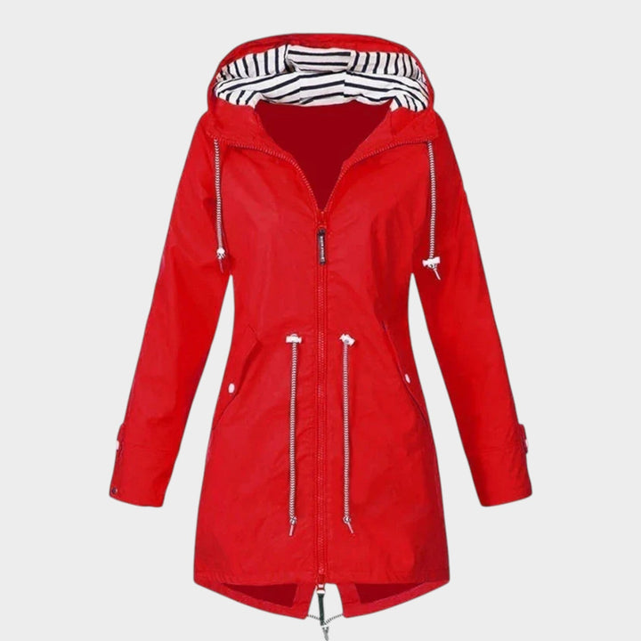 Women's Trench Coat Waterproof Hooded Zip Front