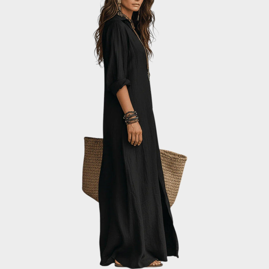 Flowy Button-Front Maxi Dress