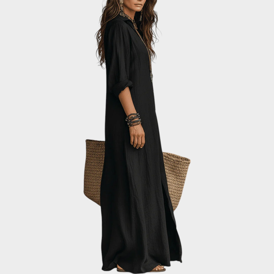 Boho Button-Front Maxi Dress