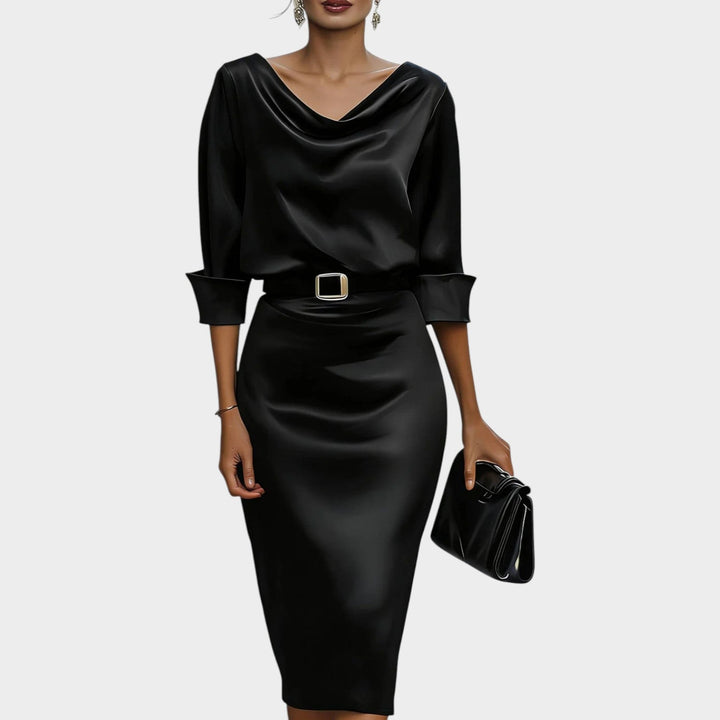 Luxe Satin Belted Midi Dress