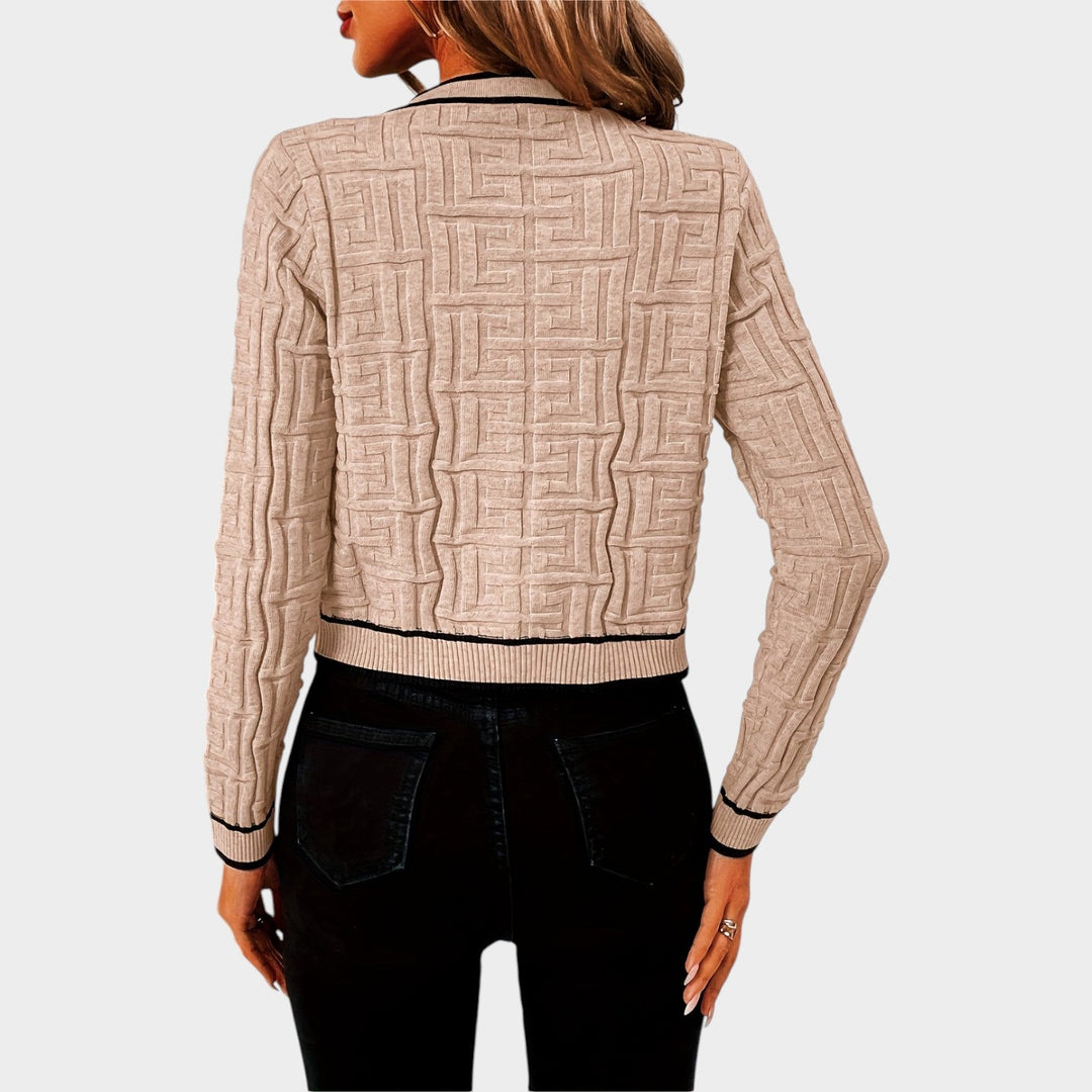 Women's Knit Cardigan Button Up Golden Details Soft Texture