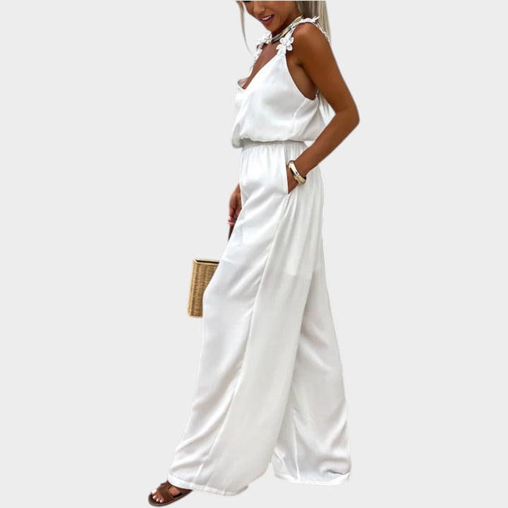 Floral Strap Wide-Leg Jumpsuit