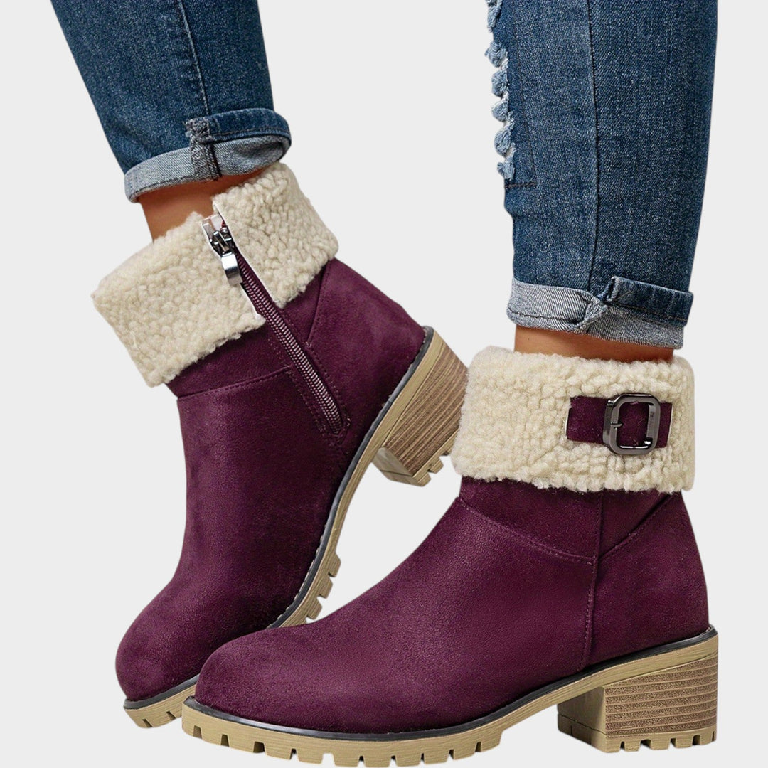 Women’s Ankle Boots Furry Collar Thick Sole Round Toe
