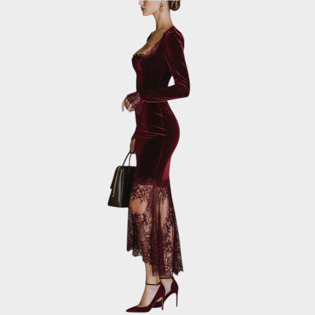 Women’s Velvet Lace Midi Dress