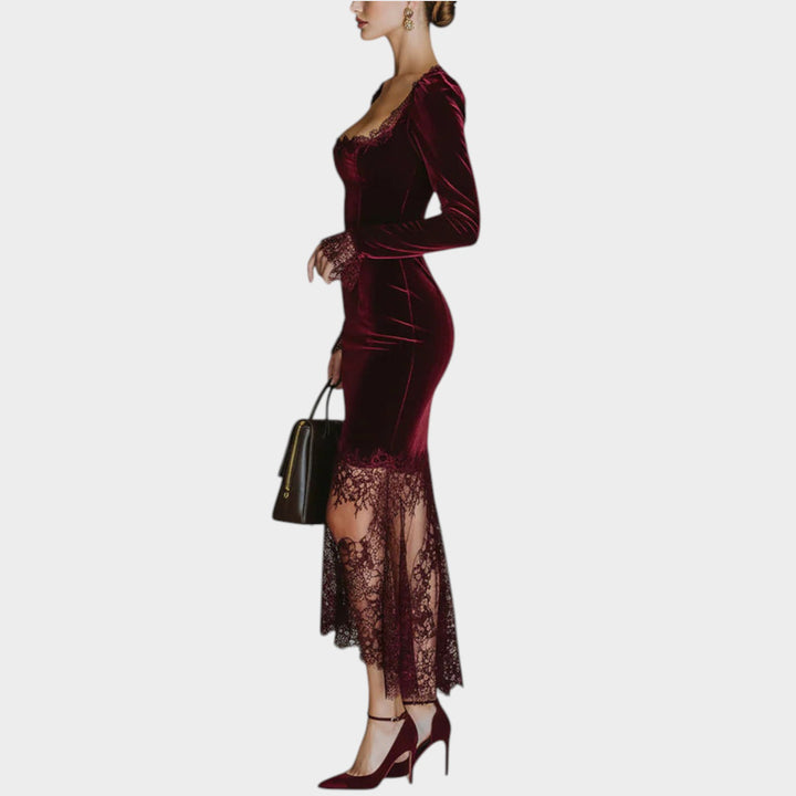 Women’s Velvet Lace Midi Dress